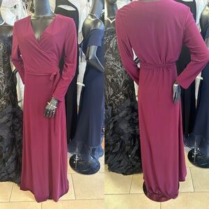 Christina Wu Long Sleeve Burgundy wrap Dress size 12